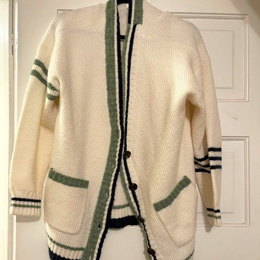 Long Cozy White BP Cardigan